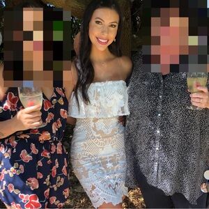 Strapless White Lace Dress